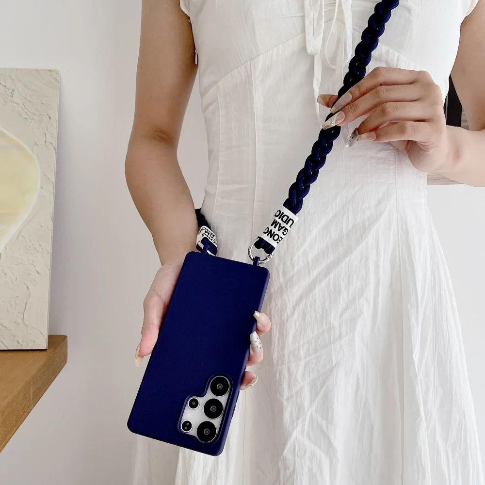 Silicone macio crossbody cordão cinta caso para samsung s25 ultra s24 fe s23 ultra s22 s21 s20 fe a56 a36 a55 a35 a54 a73 capa