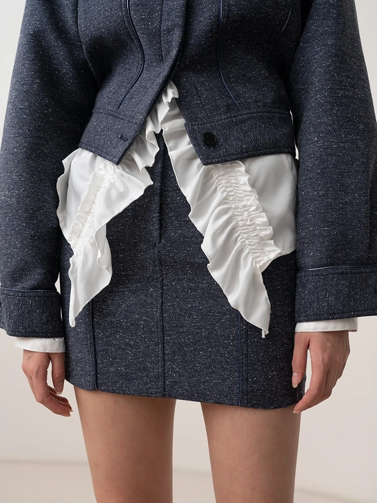 

Metallic Particle Texture Decorative Strip Bodycon Skirt Cotton Blend Spring Summer Color Women's Faion Skirts