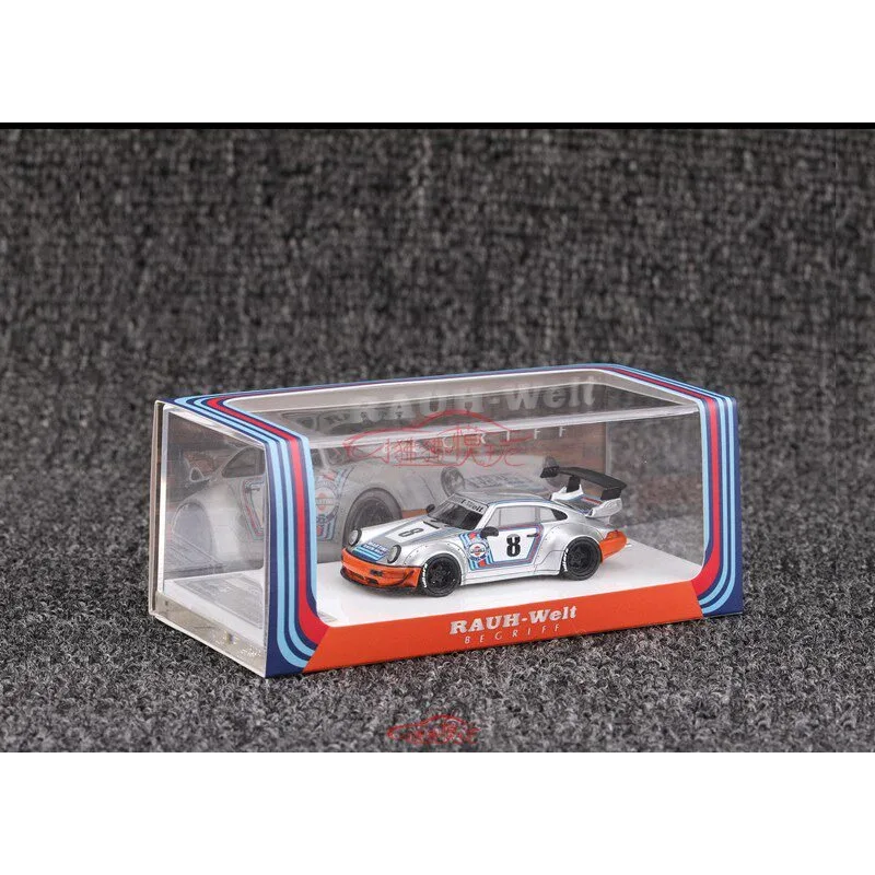 TP 1:64 911 modified wide body 964 Martini 8 resin car model male gift desktop ornament collection souvenir.