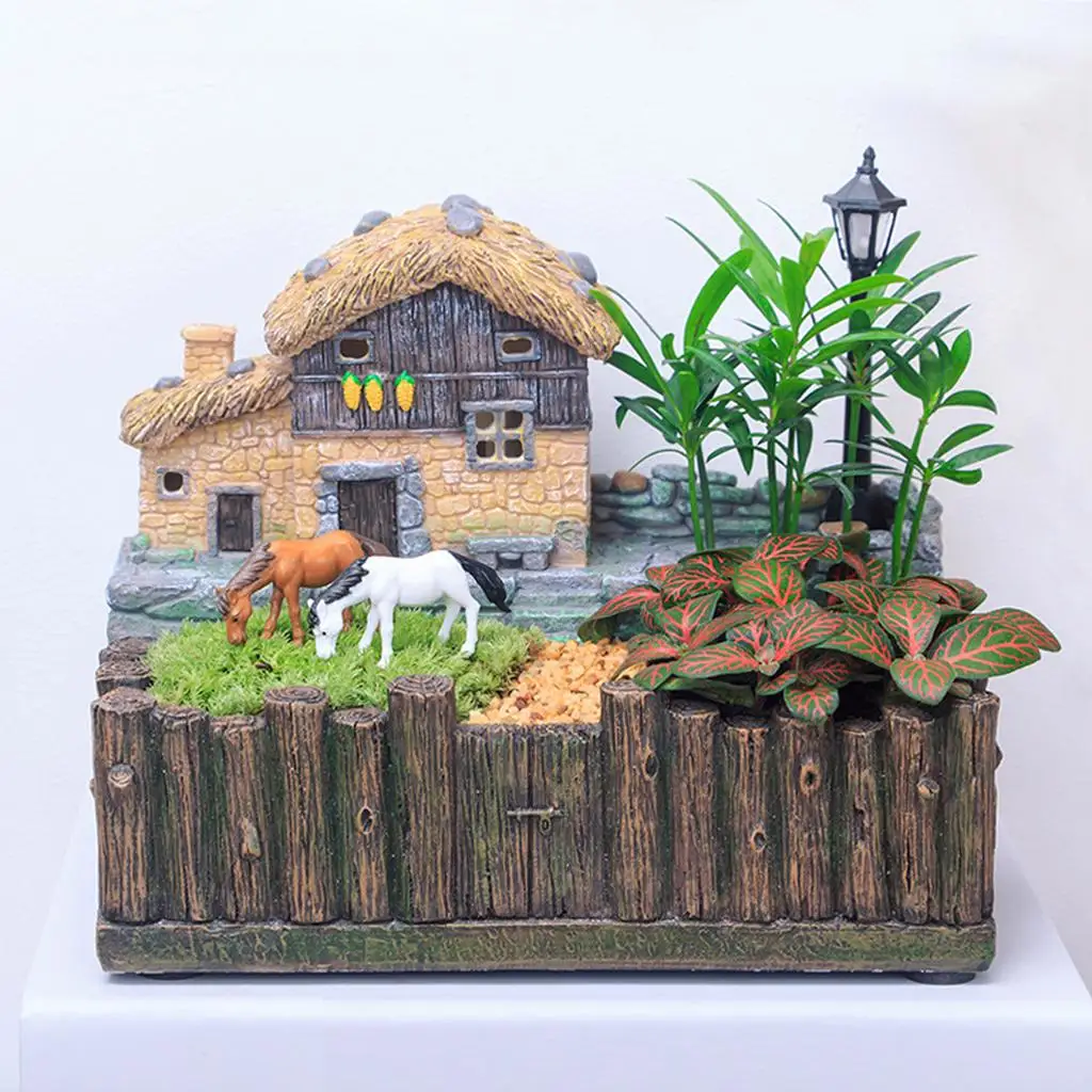 

Resin Flower Pot Succulent Herbs Box Box Bonsai Decorations For