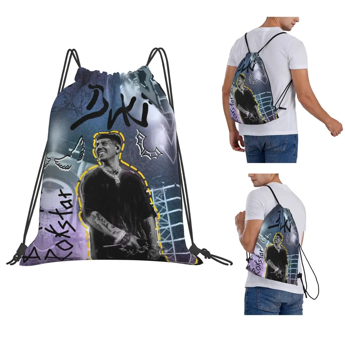 Duki Singer Rapper Accessories Backpacks Fashion Drawstring Bundle Pocket Sports Bag Book Bags for Travel School