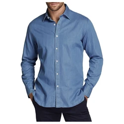 Denim Shirt Fashion Stylish Custom Made Shirts Tailored Dress Shirts For Men Clothing Slim Fit Denim Shirt Bespoke Shirt Casual
