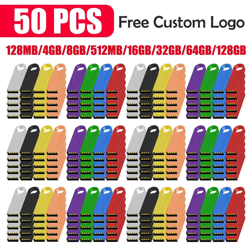 

50PCS Custom LOGO USB 2.0 Flash Drive 128GB 64GB 32GB High speed Pen drive 2GB 4GB 8GB 16GB Memory stick Creative gift U disk