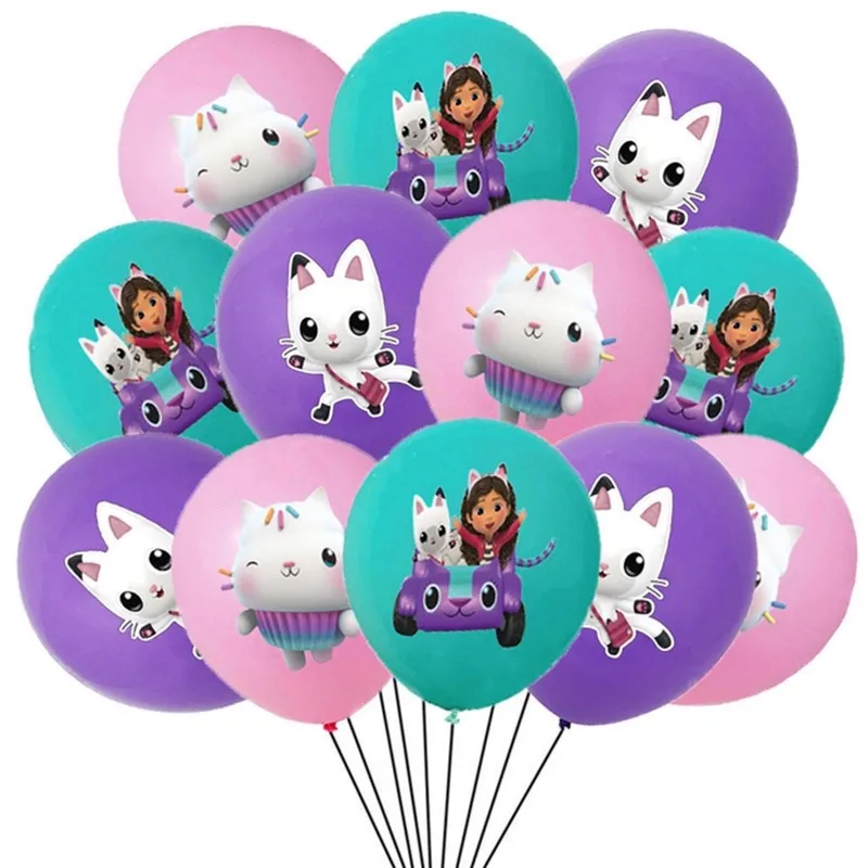 15pcs Gabby Dollhouse Cats Balloon Girl Kids Birthday Party Decoration Gabby Doll House 12inch Latex Balloon Gift Supplies