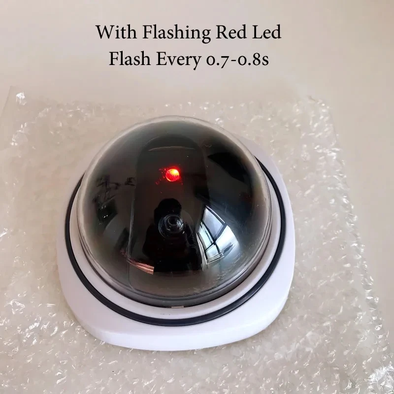 New Creative Flashing Red Led Fake White Dome Camera Dummy CCTV Camera Scare Surveillance Security System Power Via 2AAA Battery