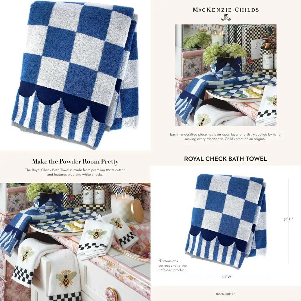 

Декоративное полотенце для ванной комнаты с сине-белым узором в королевскую клетку, милое и стильное для вашей ванны