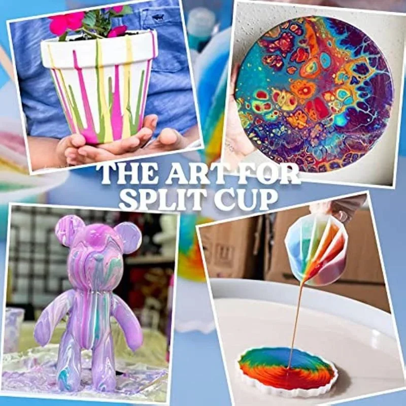 DIY Farba akrylowa Forma żywiczna Pour Split Cup Silikonowa żywica epoksydowa Mieszanie kolorów Pigment Diversion Cup Fluid Art Split Cup Tworzenie biżuterii