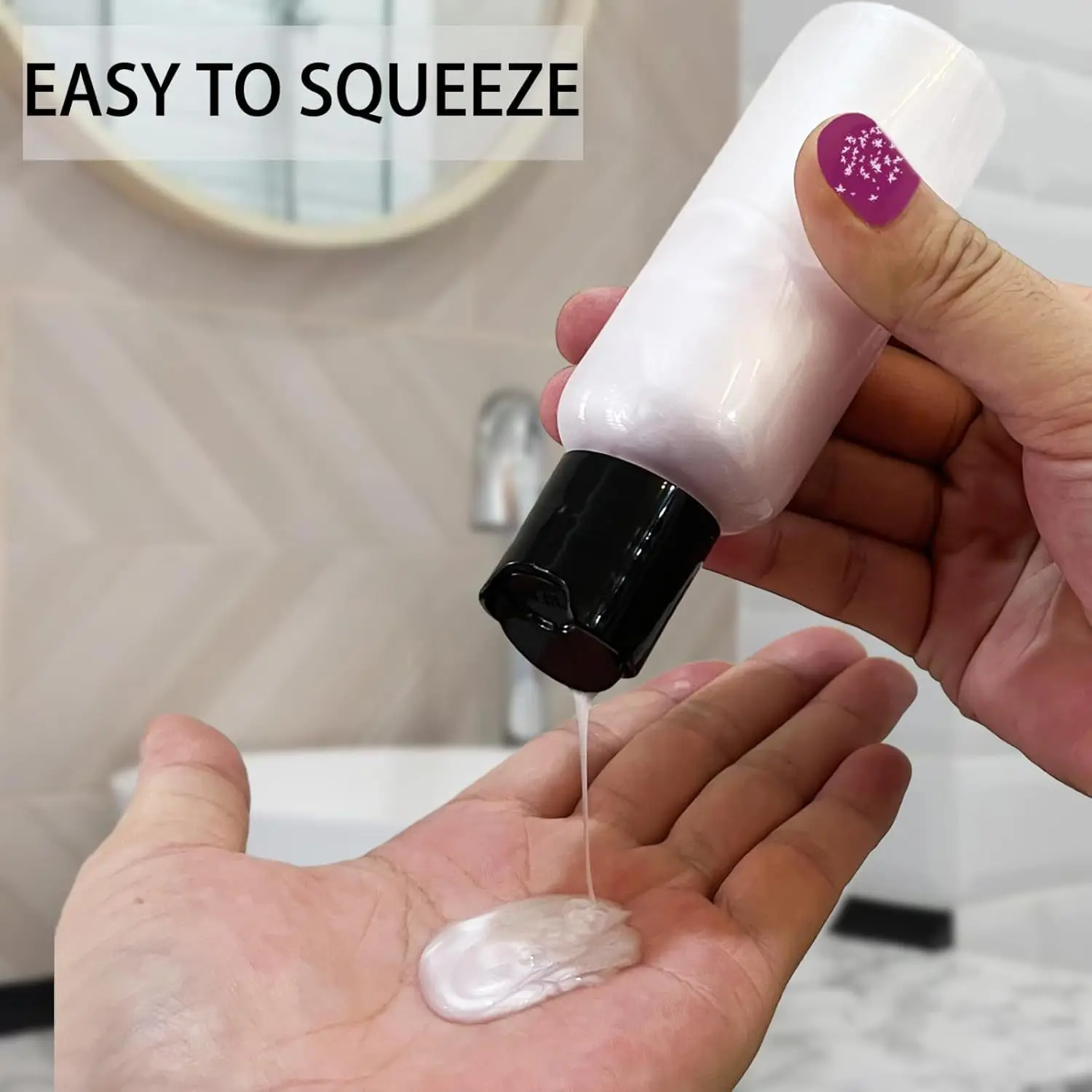 5PCS 50ML 리필 가능 빈 플라스틱 투명 병 플립 캡 휴대용 스퀴즈 샴푸 컨디셔너 여행 병