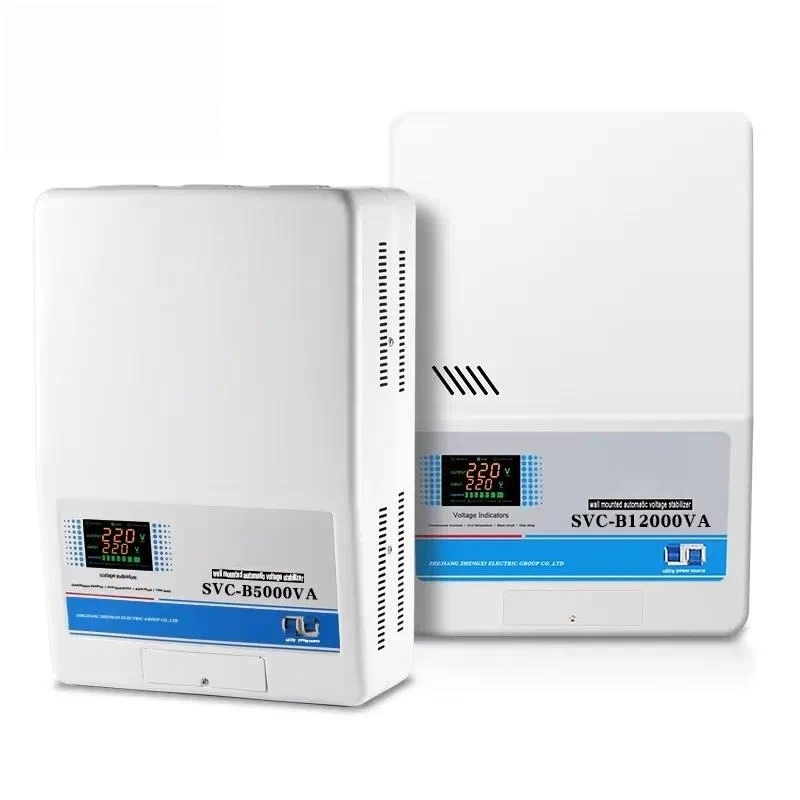 SVC-B 10KVA 12KVA Single Phase Automatic Ultra-Low Voltage AVR Stabilizer Wall Mounted LCD Display 220V Regulator for Home