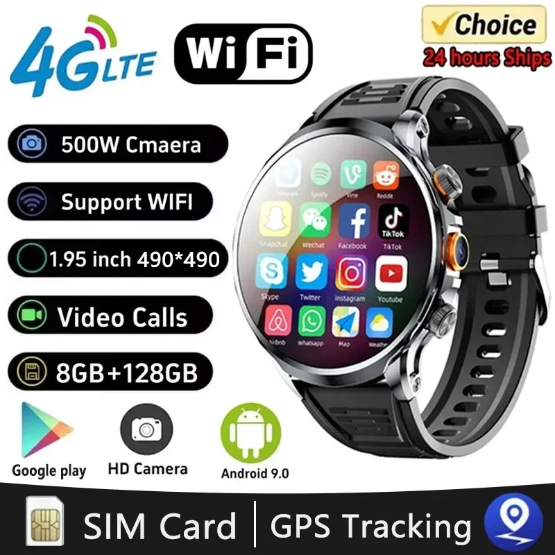 

H18 Smart Watch 1.95 inch 1100mah Battery Camera GPS WIFI SIM card Heart Rate APP Download Android Smartwatch for men and women