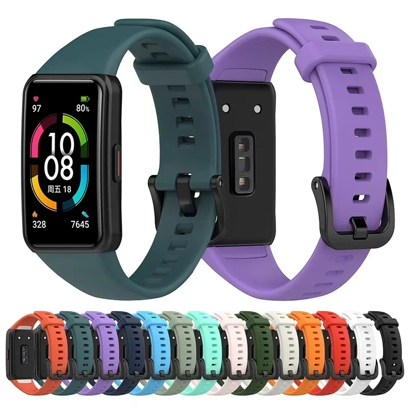 Silicone Strap For Huawei Band 6 /6 Pro Strap Smart Watch Adjustable Wristband Replacement Correa Bracelet Honor Band 6 Strap