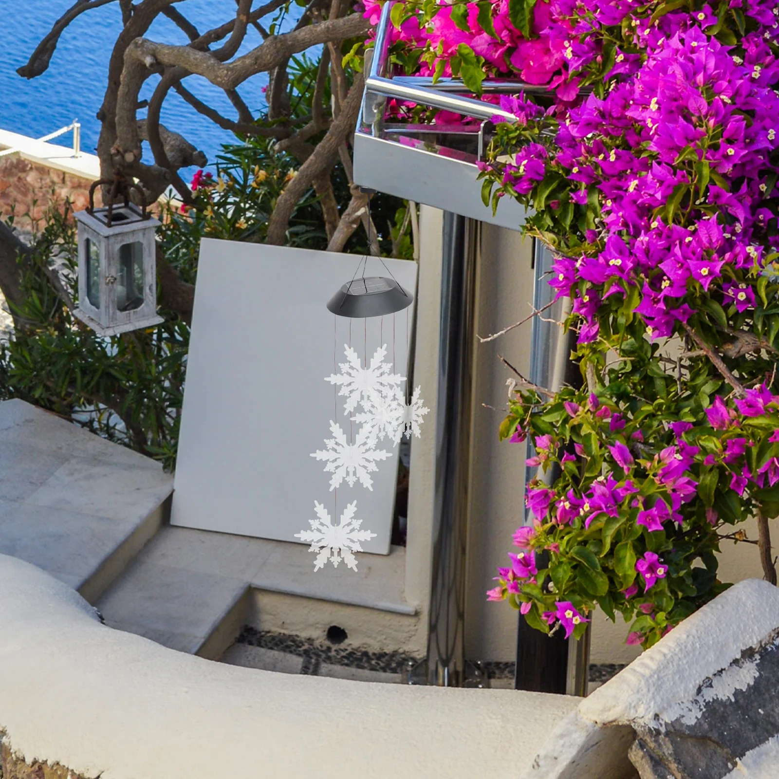 الطاقة الشمسية الرياح الرنين 6 أضواء LED الملونة تغيير الشمسية شحن الإضاءة الليلية في الهواء الطلق شنقا مصباح جرس الرياح الزخرفية #2