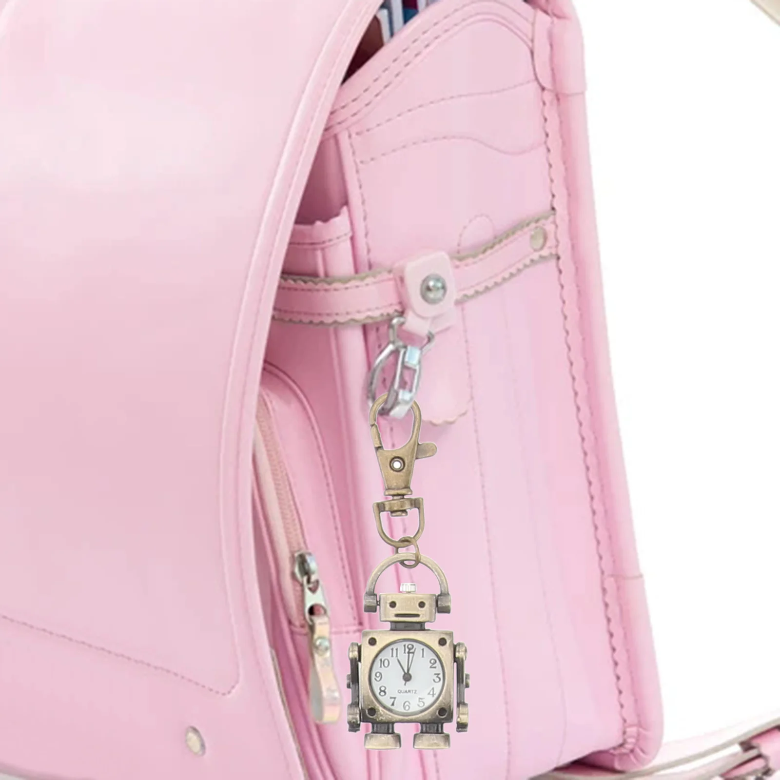 1Set الإبداعية روبوت ساعة المفاتيح قلادة ساعة الجيب نمط حلقة رئيسية حقيبة يد ساعة حائط هدية قلادة المفاتيح