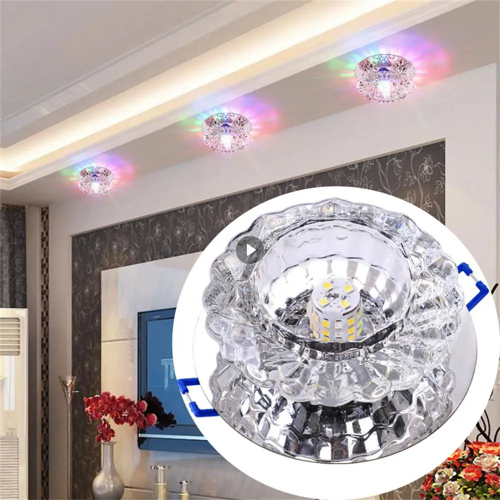 Aisle Flush LED Ceiling Lamp Living Room Crystal Corridor Aisle Lights 3W Three-color LED Ceiling Lights Balcony Lamp