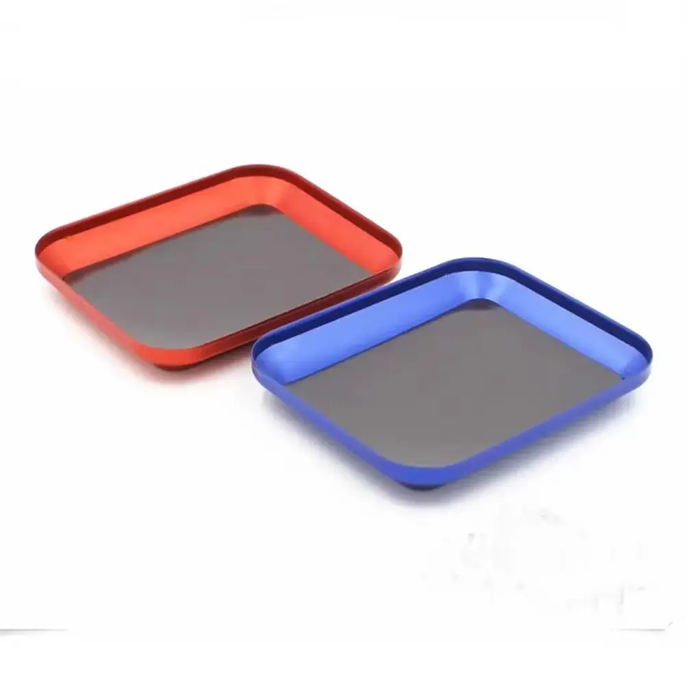 

2PCS With Magnetic Pad Magnetic Screw Tray Plate Multipurpose Practical Mini Screw Mat Tray Small Aluminum Alloy