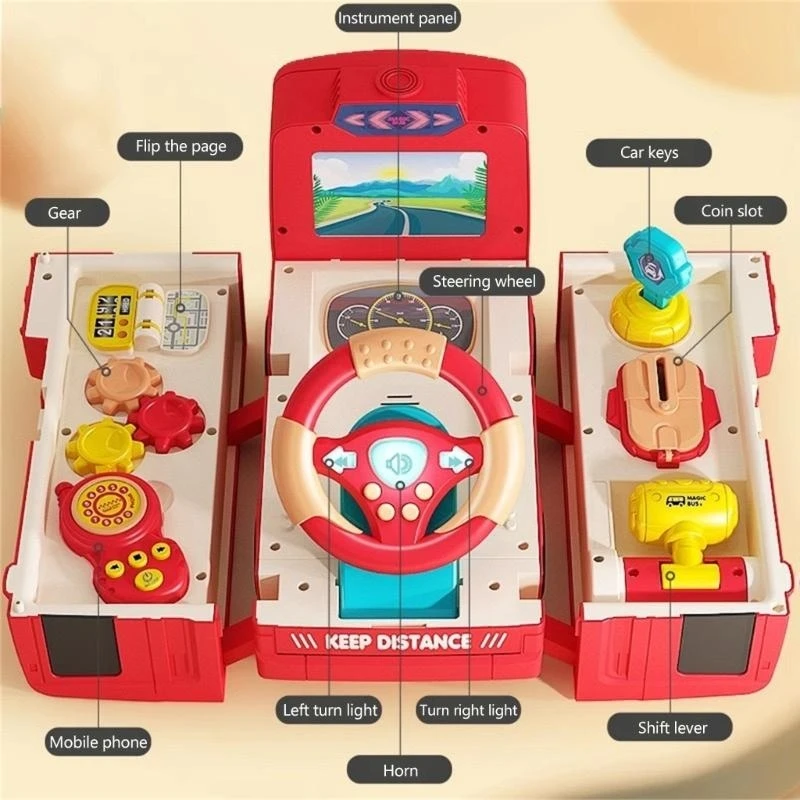 U13F Electric Rateer Wheel Toy Music Light Driving le jouet bus pour les enfants