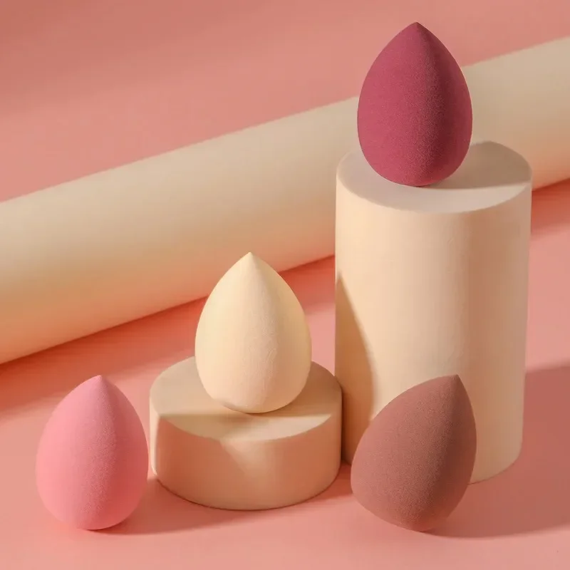 4 Pack Soft Water Expandable Makeup Sponge Egg, Dual Use Wet Dry Cosmetic Blending Puff for Foundation Concealer BB Cream