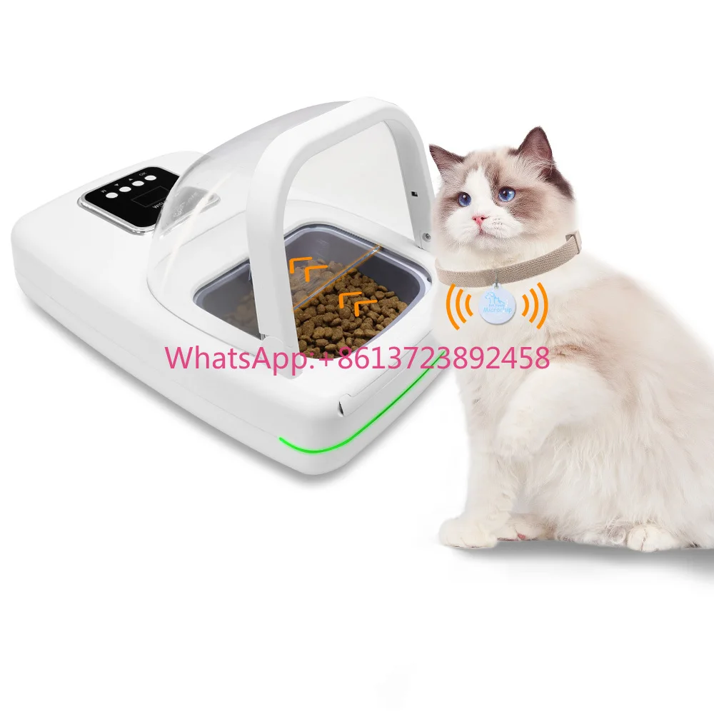 RFID Eco-Friendly Plastic Microchip Automatic Cat Feeder New Upgrade Intelligent Bowl For Two Cats Multiple Pets Recognition