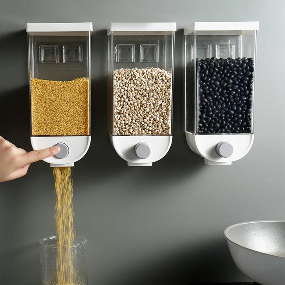 

1500Ml Plastic Storage Container Kitchen Dry Food Organizer Hanging Cereal Dispenser Moisture Proof Seal Lid No Punch Tool Free