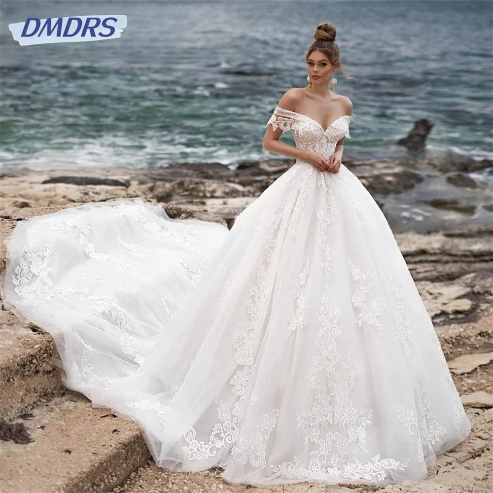 Luxury Off the Shoulder Wedding Dresses 2024 Charming Sweetheart Beaded Wedding Gown Classic Appliques Dress Vestidos De Novia