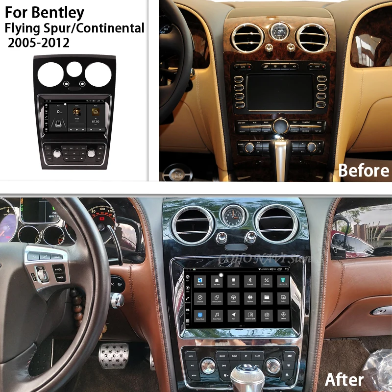 9 Inch Android14 MediaCarPlayer For Bentley Flying Spur/Continental 2005-2012 GPS Navigation 8Core 8+256G CarPlay 4G 1280*720