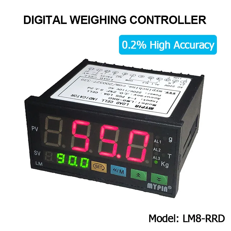 LM8-RRD Digital Weighing Controller High Precision LED Display Weight Controller 1-4 Load Cell Signals Input 2 Relay Output 4