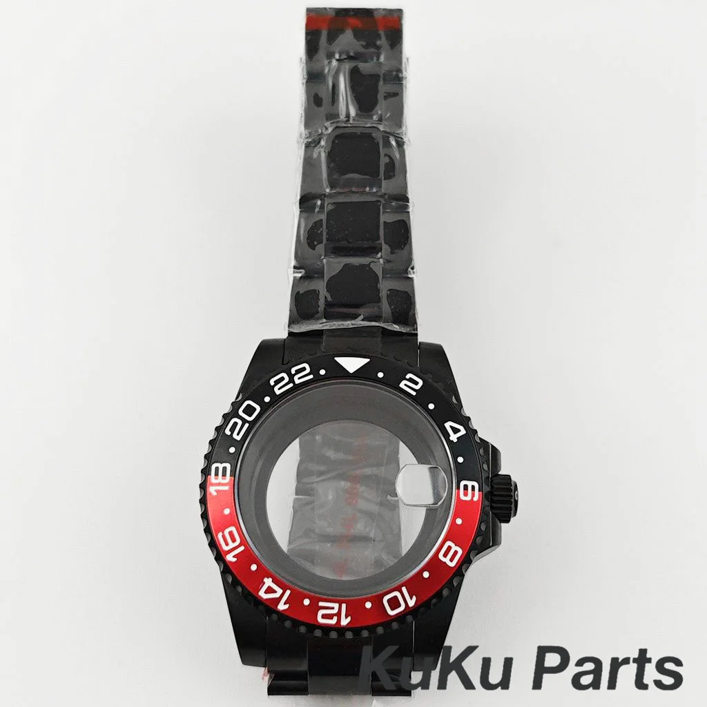 PVD Black Oyster Bracelet 40mm NH35 GMT Case Sapphire Waterproof for NH34 NH35 NH36 NH38 Movement 28.5mm Dial Sub Watch Case - view 5