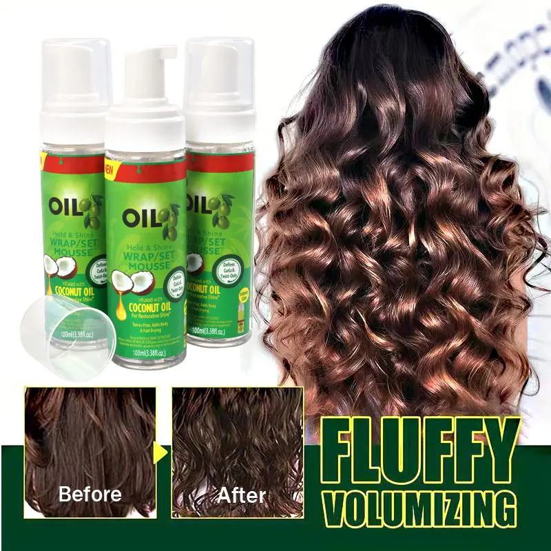 Mousse all\'olio d\'oliva con Set di controllo del bordo, Mousse per capelli con involucro in schiuma senza grovigli 100Ml lozione idratante per