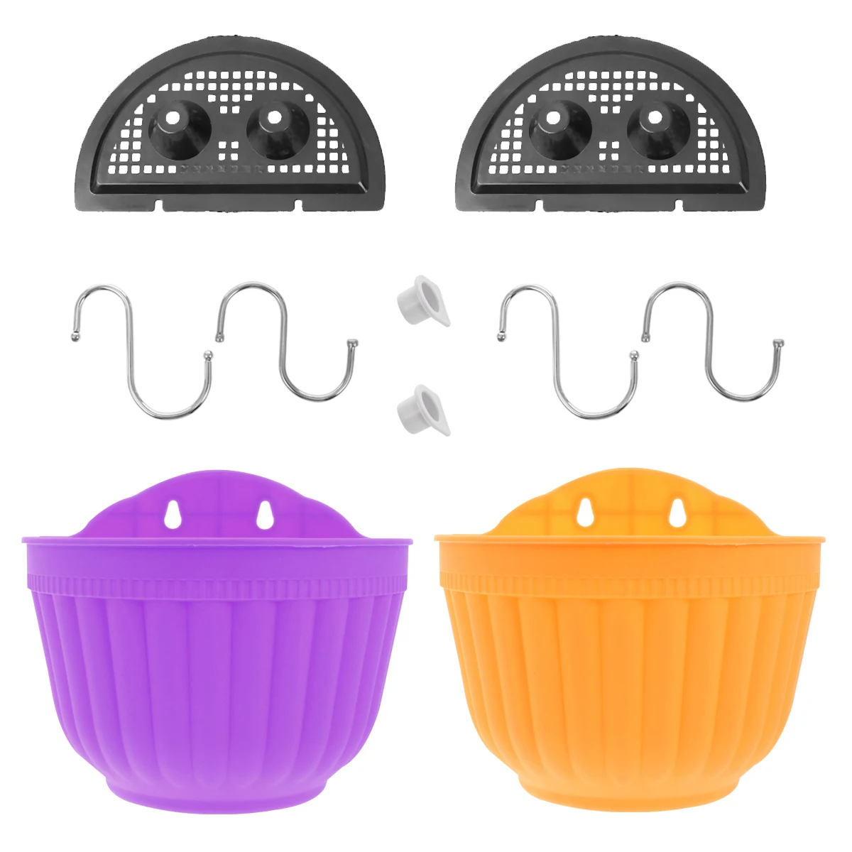 

2Pcs Wall Flower Pot Durable Material Tray Bottom Ideal Home Office Garden Plastic Storage Organizer Use Storage Basket