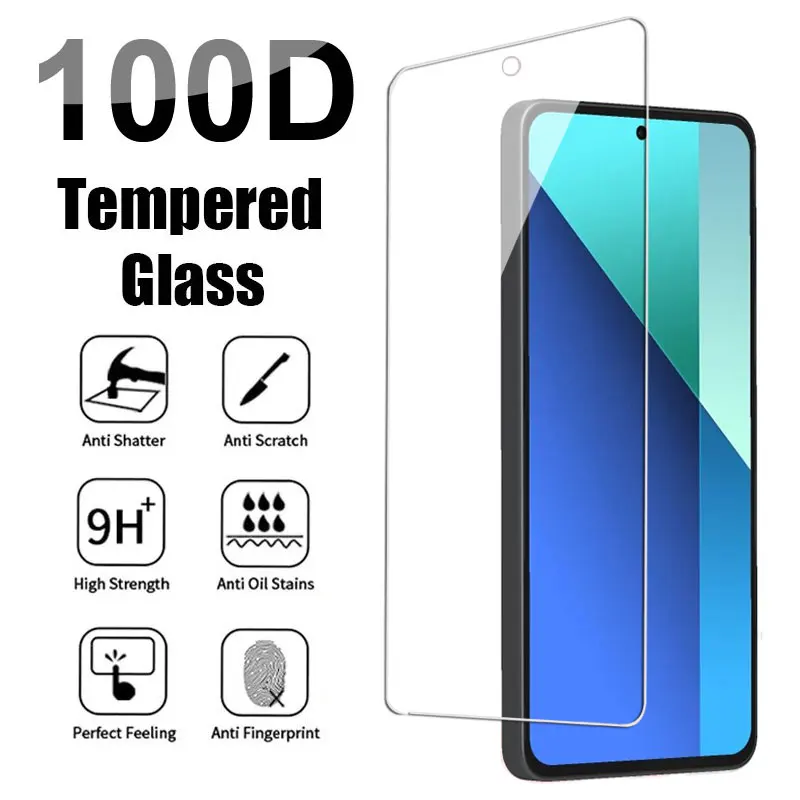 Protector de pantalla de vidrio templado 100D para Redmi Note 11 11R 11T 11SE, película protectora para Redmi Note 12 Pro Plus 12R 12S 12T 13 5G