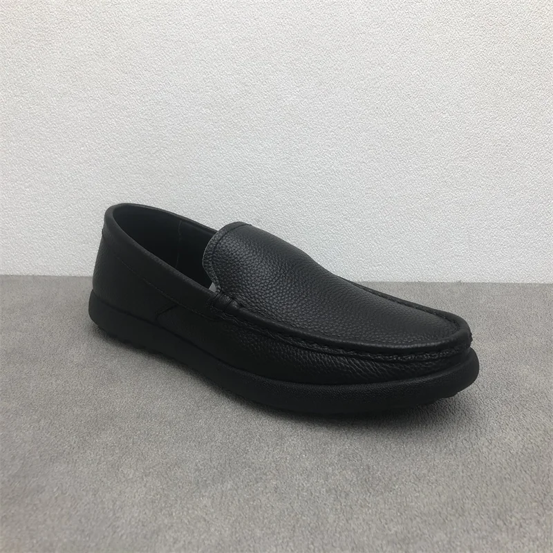 2025年春ファッション-メンズシューズ-カジュアル-厚底-スリッポン-ラウンドトゥ-快適-レザーシューズ-多用途スタイル-カジュアルブーツ