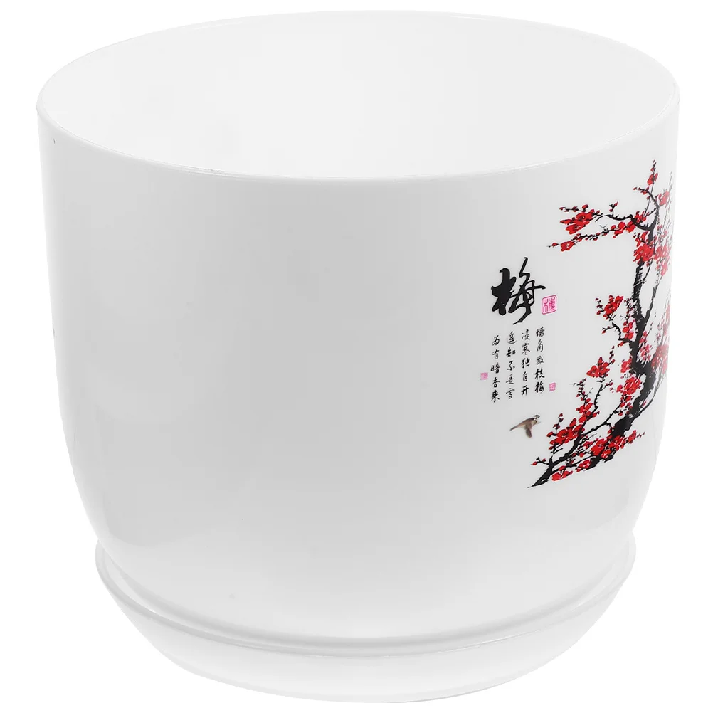 1Set Pot Tanaman Resin untuk Sukulen dengan Lubang Drainase, Nampan, Dekorasi untuk Rumah, Taman, Balkon, Indoor dan Outdoor