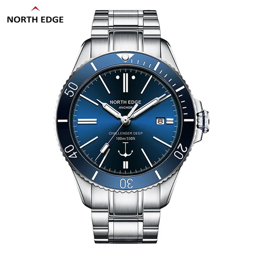Imagen 1 del producto NORTH EDGE 42mm reloj de pulsera mecánico para hombre cristal de zafiro de lujo MIYOTA 8215 relojes automáticos 10bar reloj impermeable hombres ANCHOR