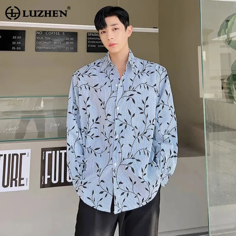 

LUZHEN 2025 Spring Fashion Shirts Korean Handsome Long Sleeve Men's Elegant Floral Printed Loose Casual Tops Male Clothes JY6043