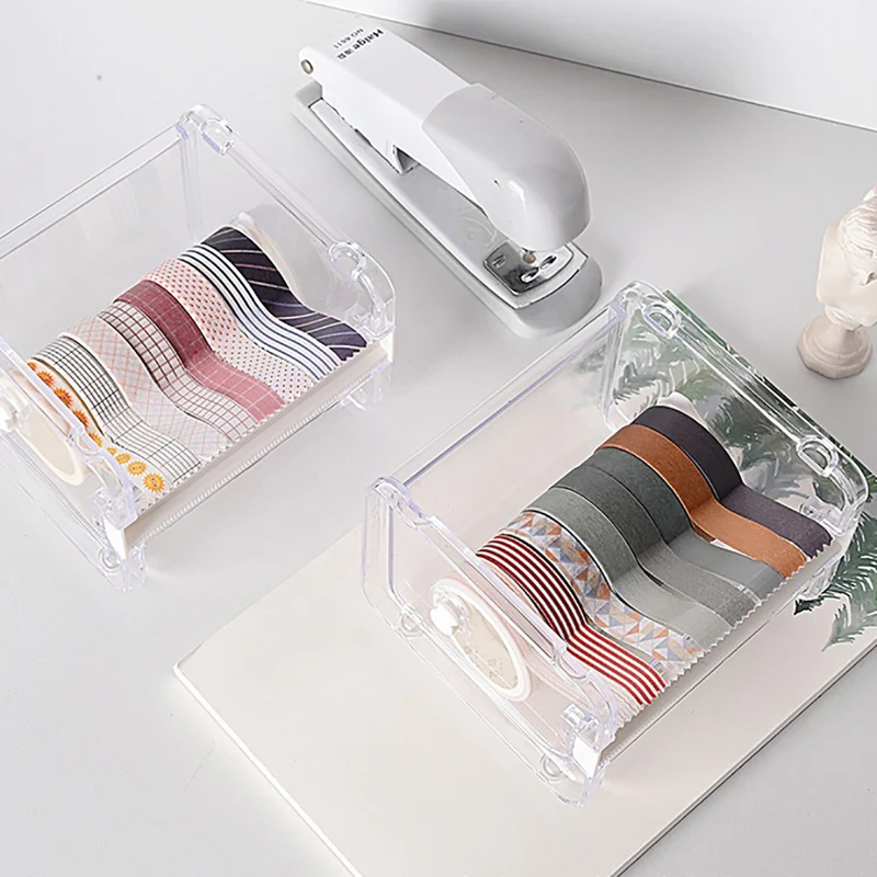1pc 10,3x9,2x7,1 cm Masking Tape Cutter Washi Tape Storage Organizer Cutter Office Tape Dispenser Organizer