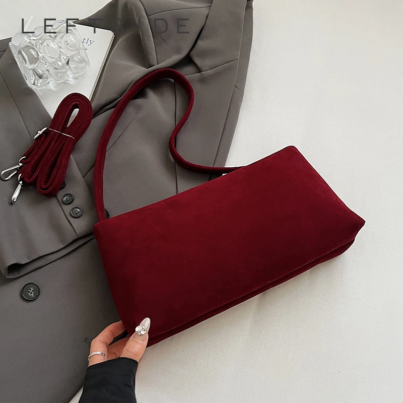 

LEFTSIDE Women Faux Suede Small Shoulder Bag 2025 Winter Crossbody Bag Luxury Designer New Trend Female Handbags and Purses