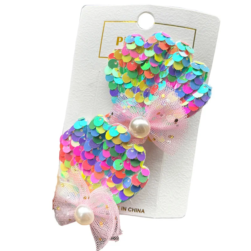 2PCS New Cartoon Sequin Shells Lovely Girls Hairpins Children Headwear Hairgrip Hair Clips Hair Accessories