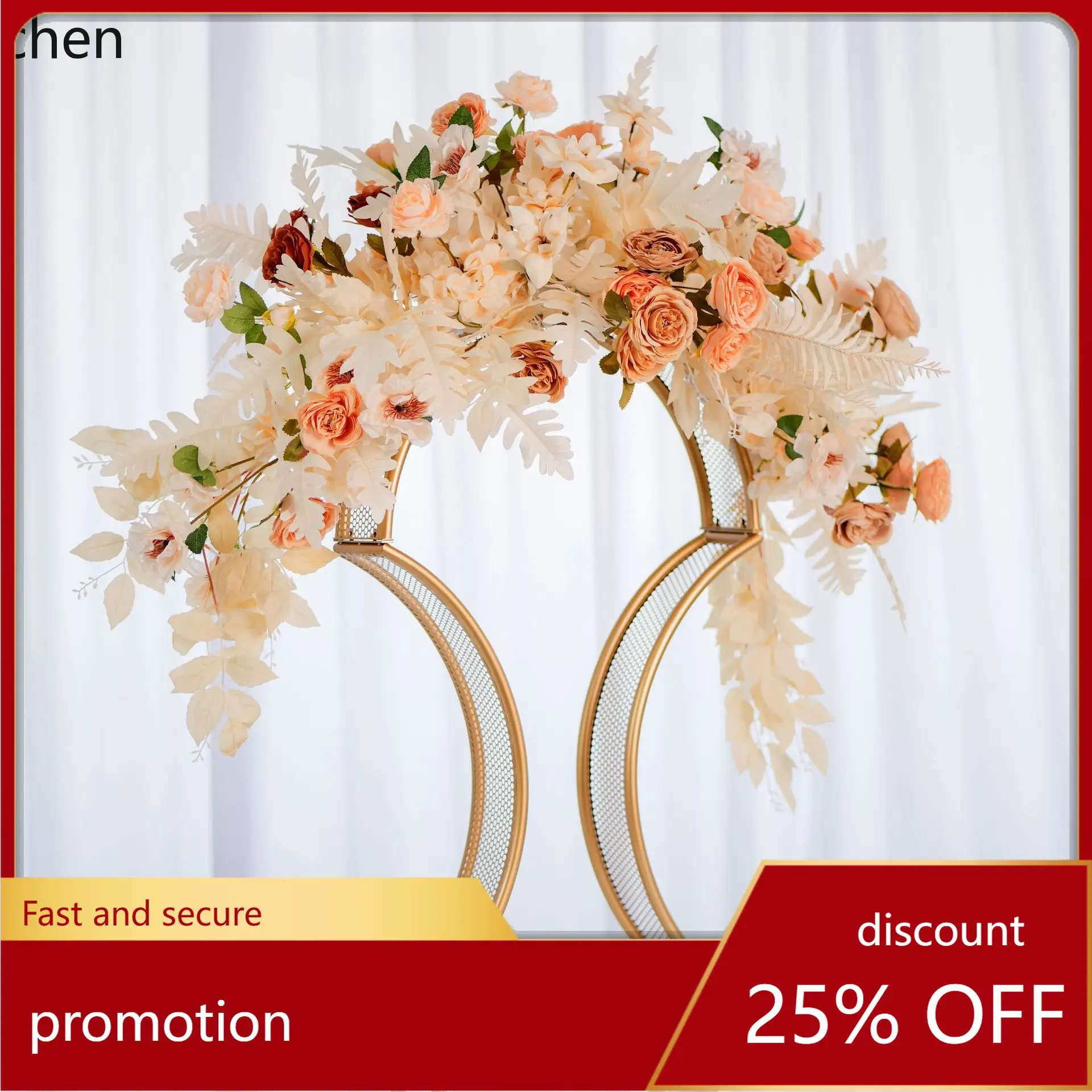 YFY Hot Sale gold Iron Wedding Arch Flower Stand Main Table Export Exportable Small Size
