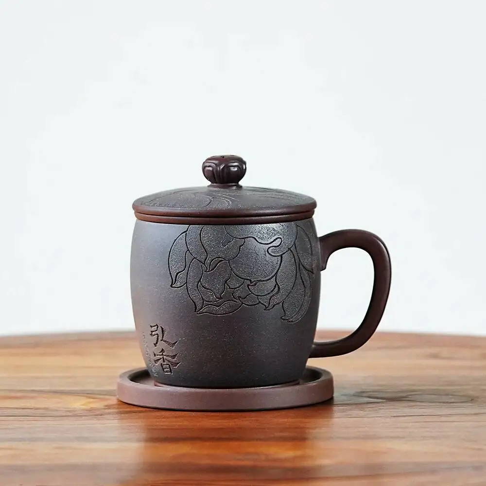

Yi Hut Spring High-End Purple Clay Personal Use By Famous Master, Tea Brewing Cup With Inner Liner, Coaster, Tea-Water