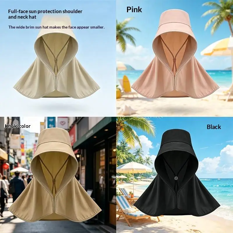 1Pcs Full Face Bucket Hat With Sun Protection Extra Long Neckprotection Shawl For Outdoor Activities
