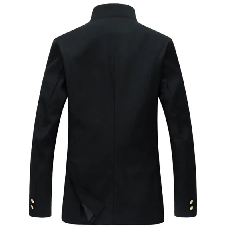 New Men Black Slim Tunic Jacket Single Breasted Blazer Japanese School Uniform College Coat