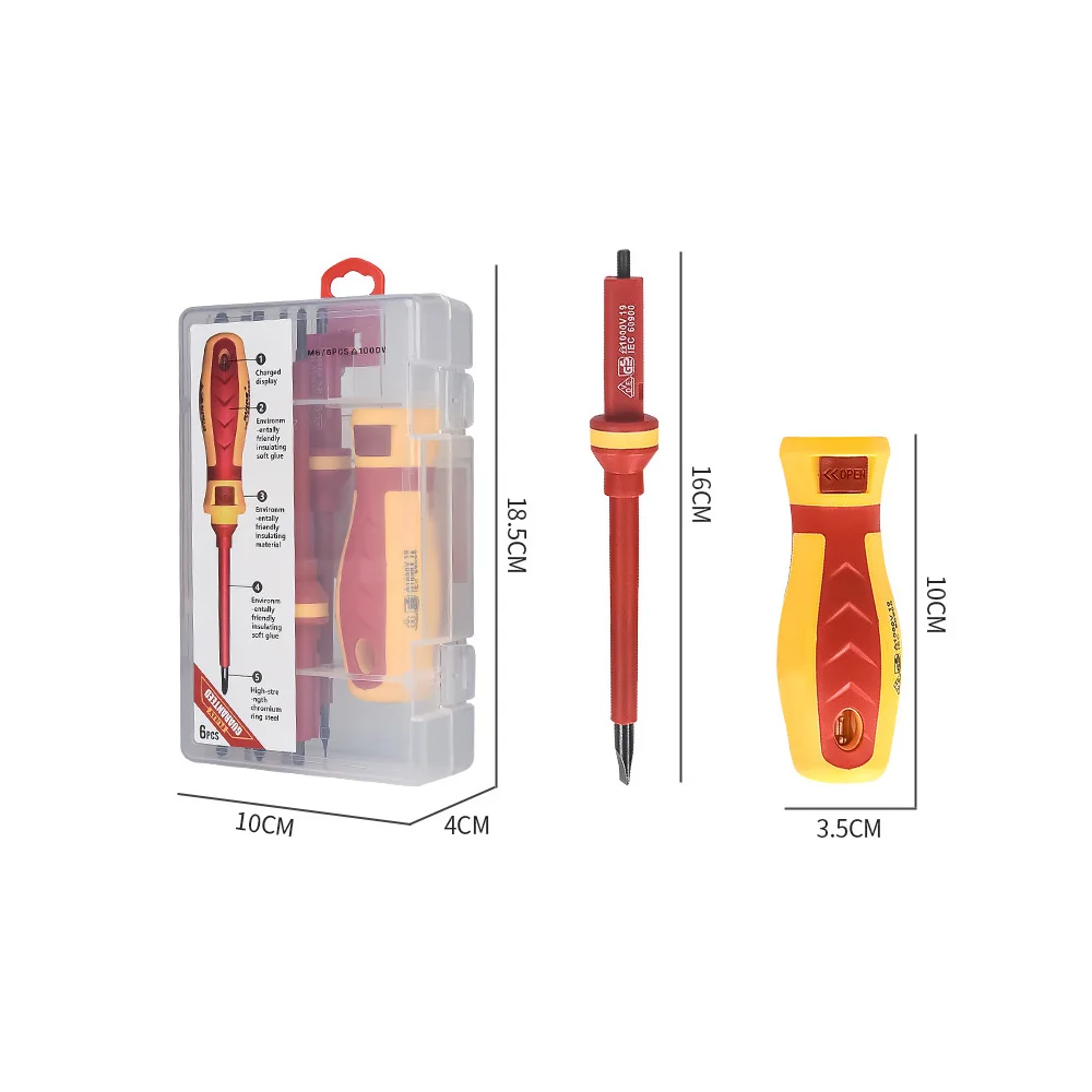 6Pcs VDE Insulated Screwdriver Set Slotted Phillips Screw Driver Bits Kit With Tester Pen Electricians Hand Tools