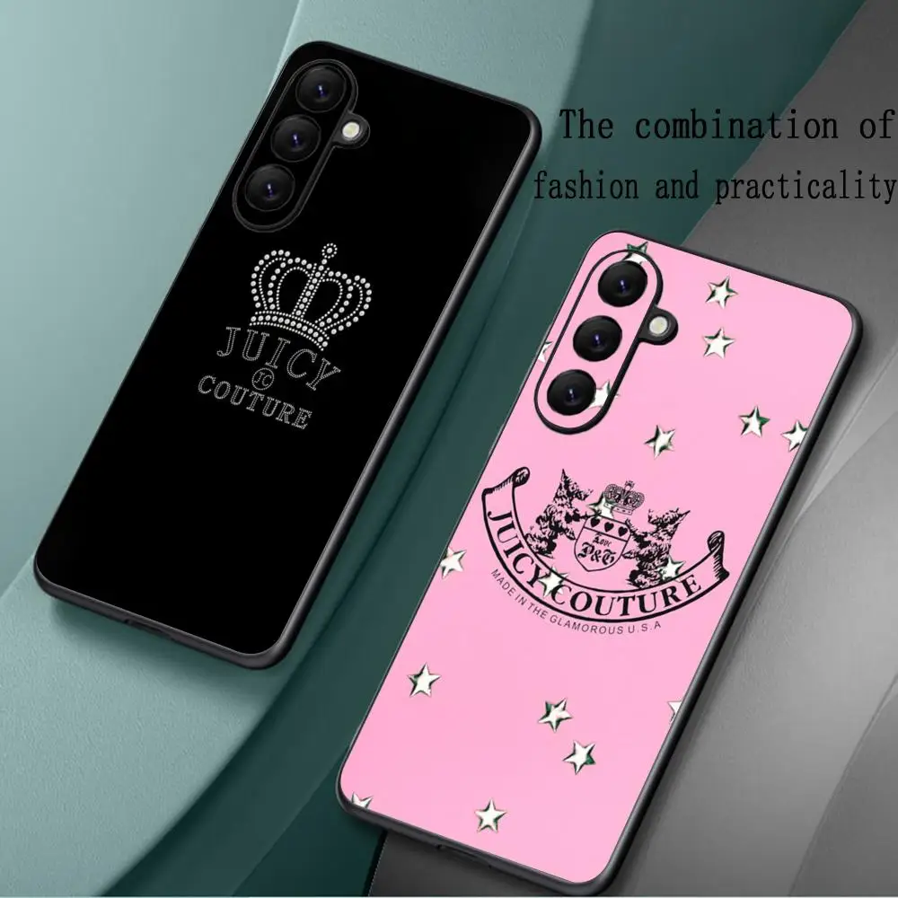 Juicyes logo design pink Phone Case For Samsung Galaxy S25 S24 S23 S22 S21 S20 Plus Ultra Note20 Soft Black