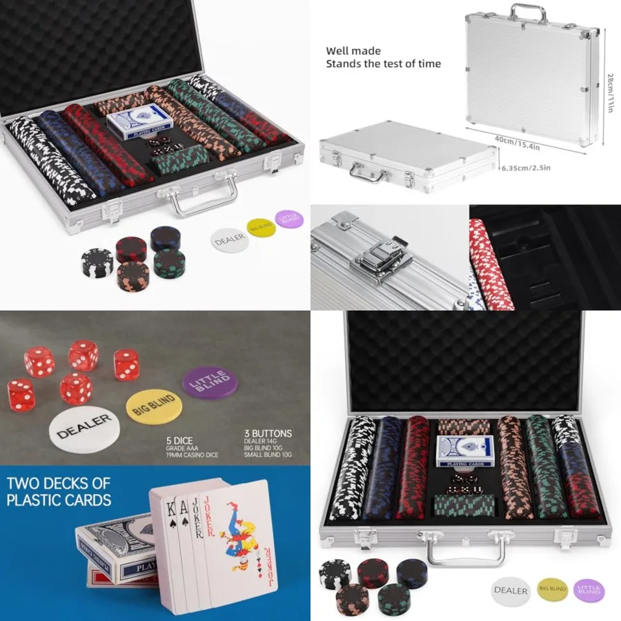 

500 Pcs Poker Chips Set Casino Chips jack 11.5 Grams Poker Chip Sets Texas Hold'em Poker Set Case Gambing Poler Chips Card Game
