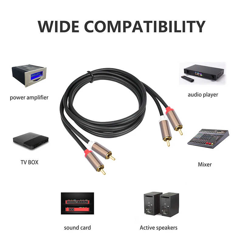 RCA Cable Four-head Power Amplifier Audio Cable 2 RCA to 2 RCA Male to Male Cable For Home Theater DVD TV Amplifier CD Soundbox