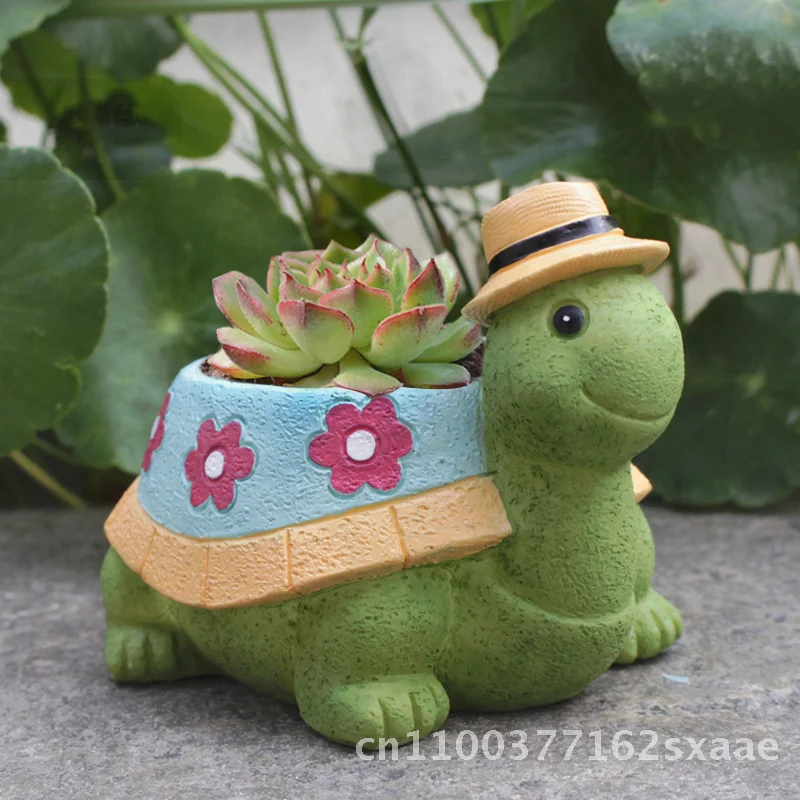 

Креативный цветочный горшок из смолы «Маленькая черепаха», персонализированное украшение в виде животного для балкона, двора, гостиной, рабочего стола