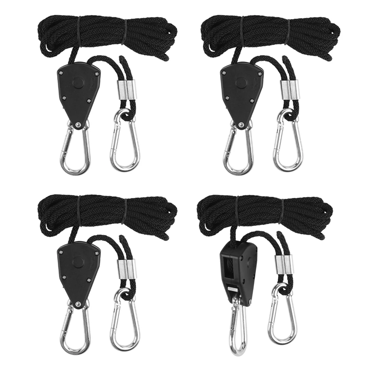 4Pcs 1/8Inch Adjustable Heavy Duty Rope Hanger - Reinforced Metal Internal Gears Ratchets Foe Growing Light Fixtures