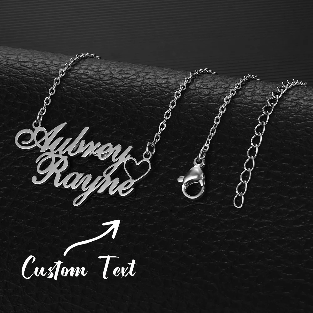 Mit romantischem Liebesmotiv, personalisierte Doppel-Namenskette für Frauen, exquisiter Edelstahl, personalisierter Schmuck für Paare und beste Freunde, Geschenk.
