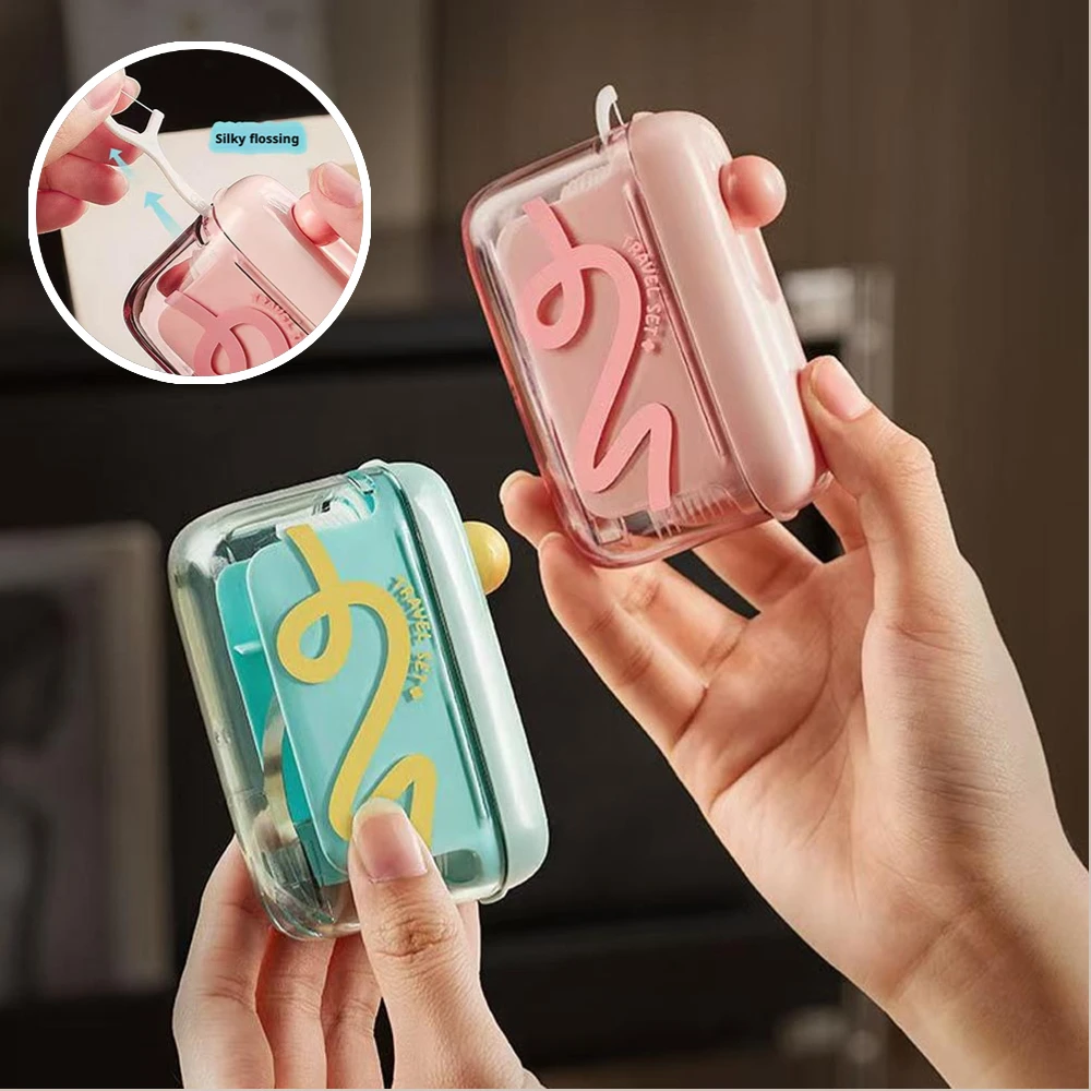 Portable Dental Floss Storage Box Pop Up Design Hilo Floss Dispenser Refillable Toothpick Teeth Cleaning Tool for Daily Use