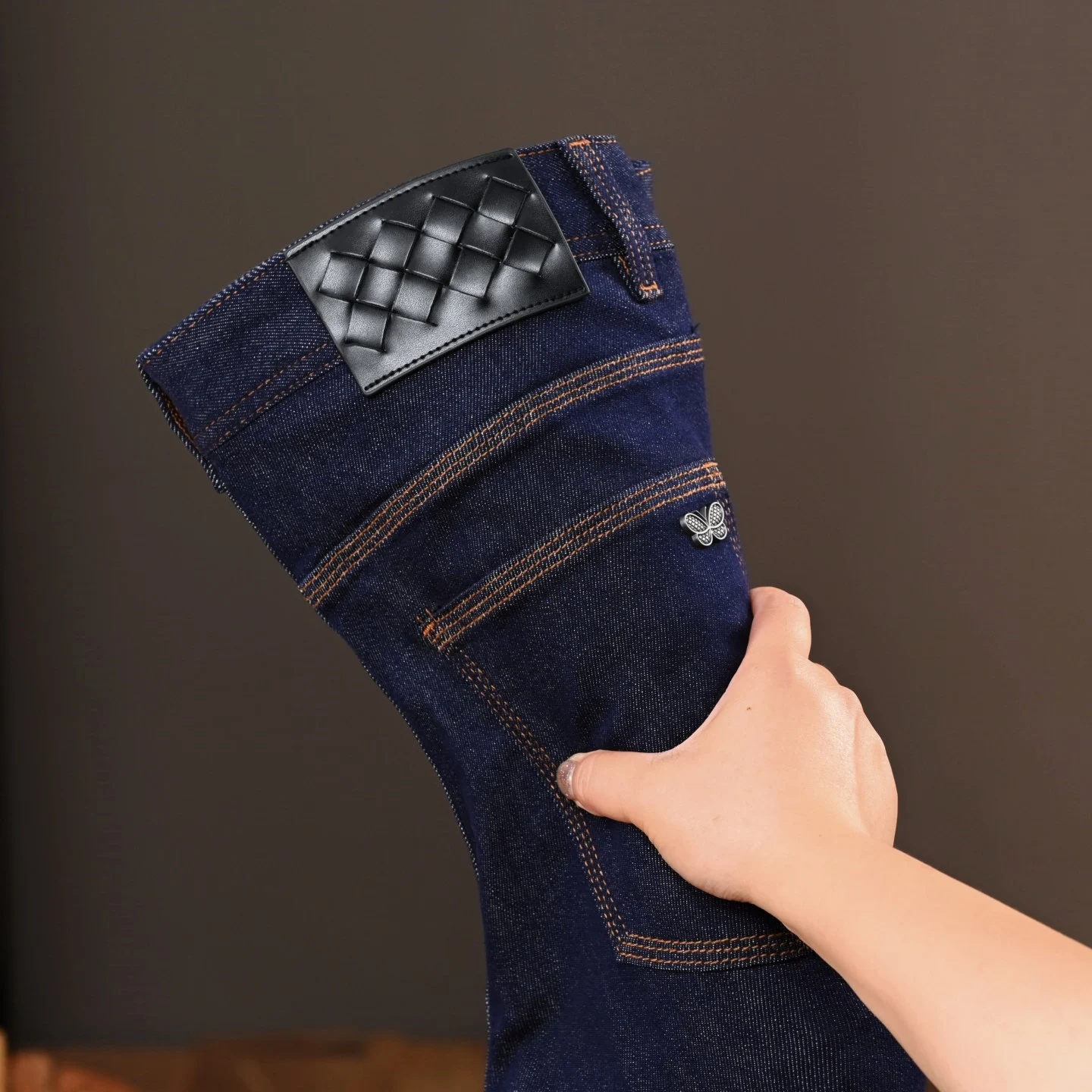 

Мужские джинсы премиум-класса из Гонконга, оригинальные, цветные, модные, синие, со средней посадкой, прямого кроя, повседневные, для бизнеса, зимние брюки